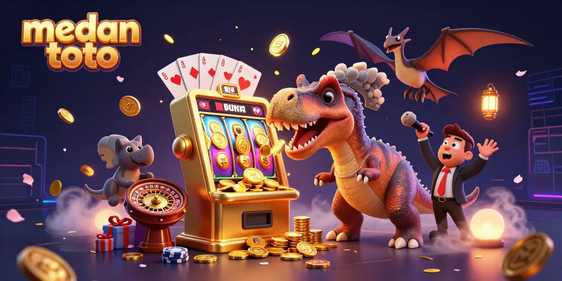 Memenangkan jackpot slot gacor di medan toto dengan kreasi unik dinosaur 3D dalam ilustrasi kasino.