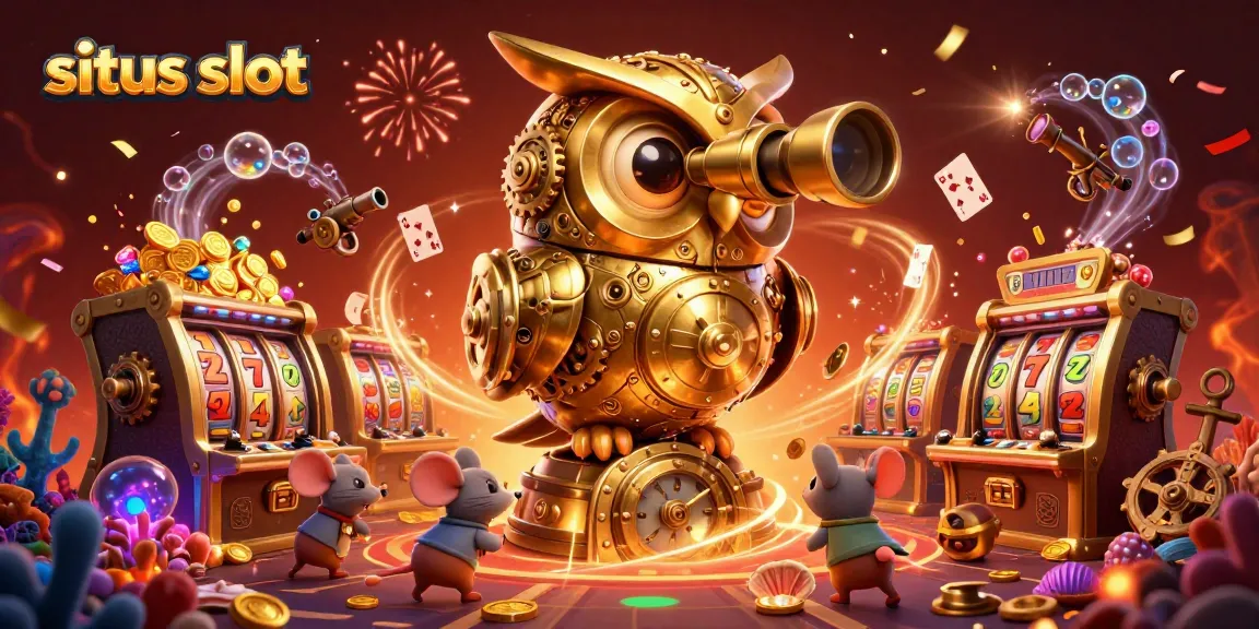 Engage in thrilling situs slot gameplay with a captivating 3D casino illustration featuring vibrant casino elements.