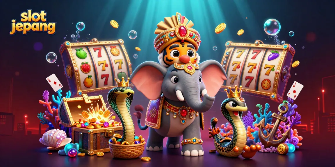 Experience exhilarating gameplay with slot jepang as tiger and elephant surround spinning reels.